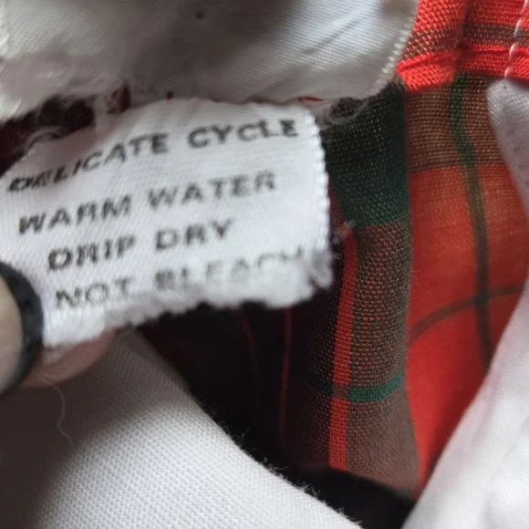 Vintage 1980s Polly Flinders red/green plaid holiday Christmas dress
